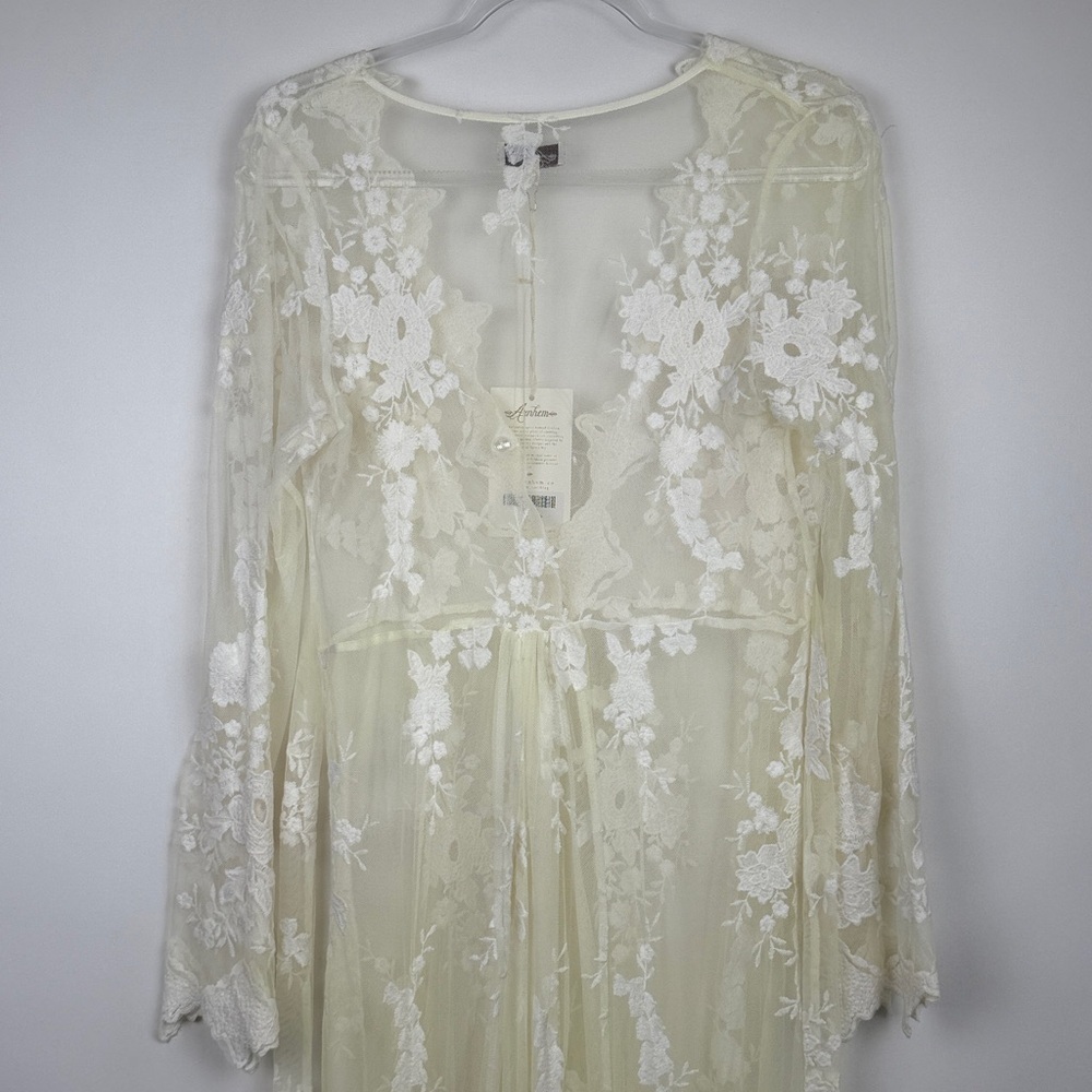 Arnhem Lace Bohemian Maple Maxi Dress Kimono Duster White Festival Size 6 NWT - Picture 10 of 15